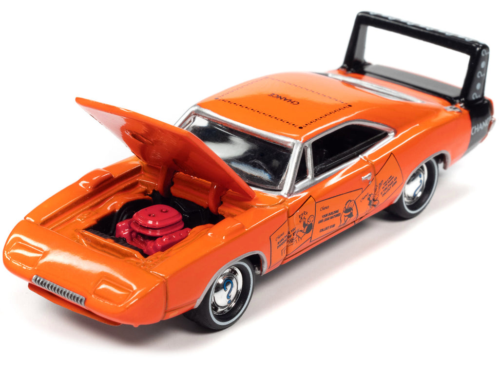 1969 Dodge Charger Daytona Chance Orange with Black Tail Stripe and  Graphics with Game Token Monopoly Pop Culture 2022 Release 1 1/64  Diecast Model Car by Johnny Lightning