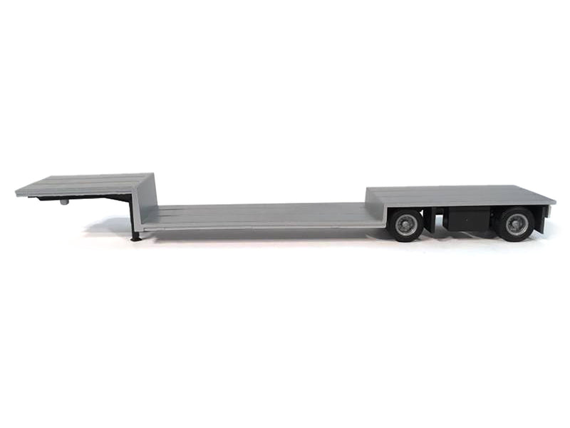 Spread Axle Double-Drop Flatbed Trailer Silver Top 1/87 (HO) Plastic Model by Promotex