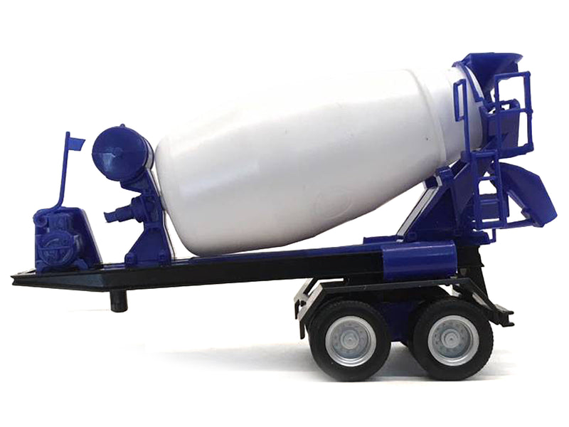 2-Axle Cement Mixer Trailer White and Blue 1/87 (HO) Plastic Model by Promotex