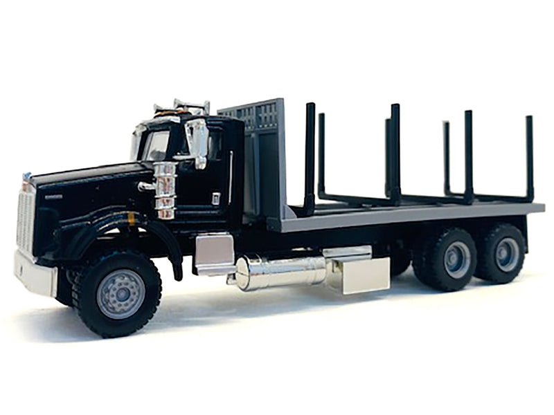 Kenworth T800 Stake Bed Truck Black 1/87 (HO) Plastic Model Car by Promotex