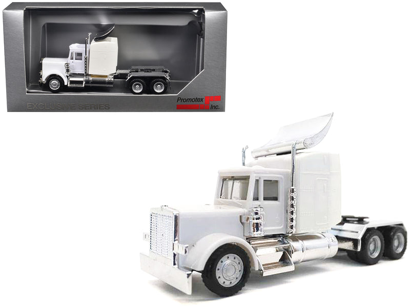 Peterbilt Sleeper Cab with Chrome Chassis White 1/87 (HO) Plastic Model Car by Promotex