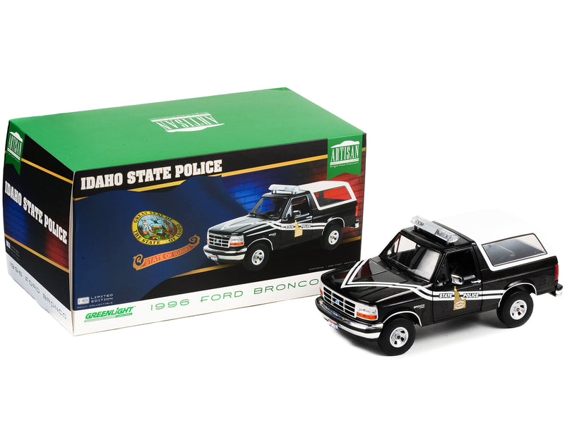 1996 Ford Bronco Black and White "Idaho State Police" "Artisan Collection" 1/18 Diecast Model Car by Greenlight