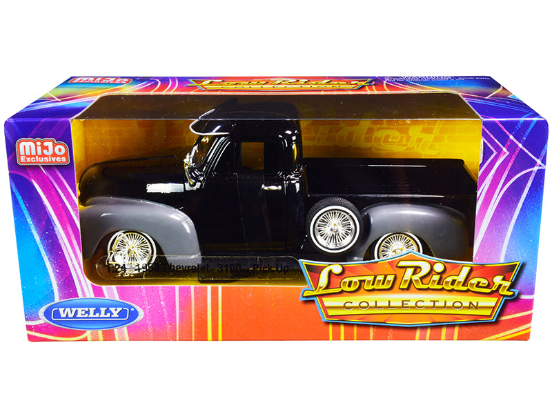 1953 Chevrolet 3100 Pickup Truck Black and Gray "Low Rider Collection" 1/24 Diecast Model Car by Welly