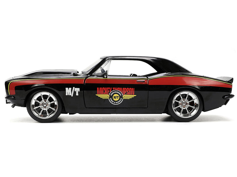 1967 Chevrolet Camaro "Mickey Thompson" Black with Red and Yellow Stripes "Bigtime Muscle" Series 1/24 Diecast Model Car by Jada