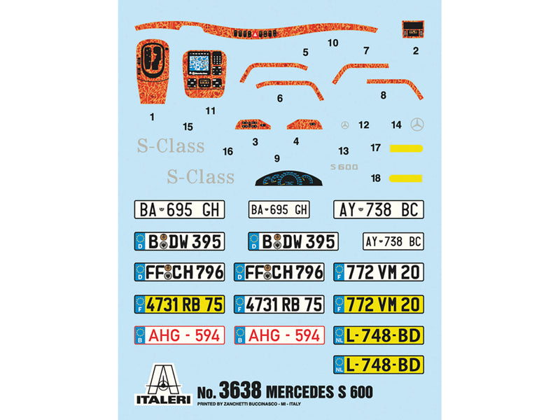 Skill 3 Model Kit Mercedes Benz 600S 1/24 Scale Model by Italeri