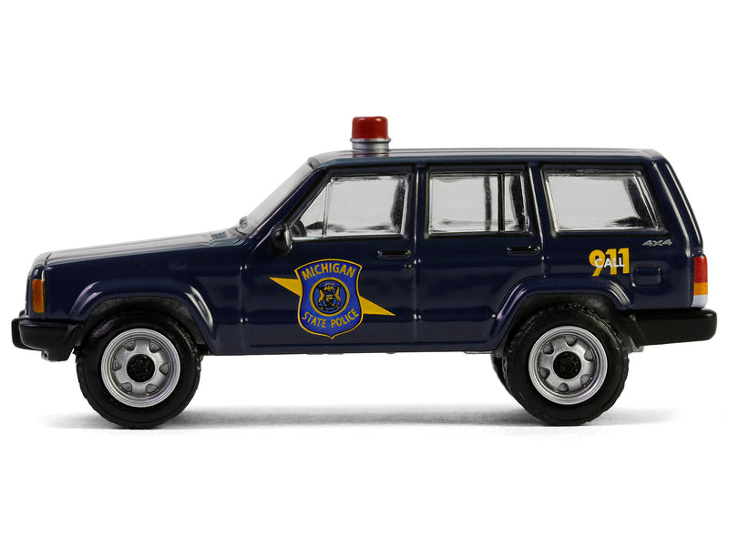 2001 Jeep Cherokee "Michigan State Police" Dark Blue "Hot Pursuit" Series 46 1/64 Diecast Model Car by Greenlight