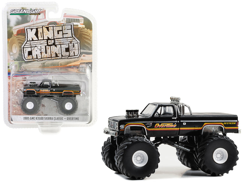 1985 GMC K3500 Sierra Classic Monster Truck Black "Overtime" "Kings of Crunch" Series 14 1/64 Diecast Model Car by Greenlight