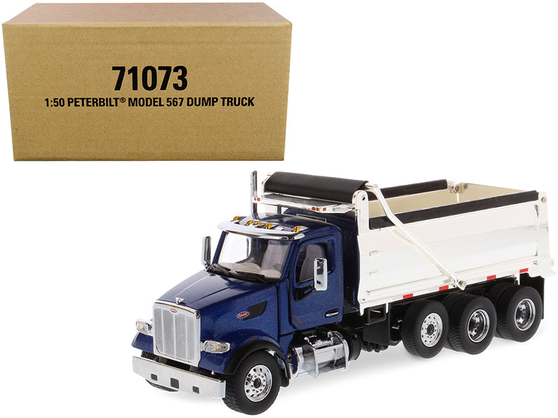 Peterbilt 567 Dump Truck Legendary Blue and Chrome "Transport Series" 1/50 Diecast Model by Diecast Masters