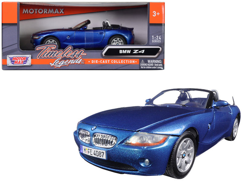 BMW Z4 Convertible Blue Metallic 1/24 Diecast Model Car by Motormax