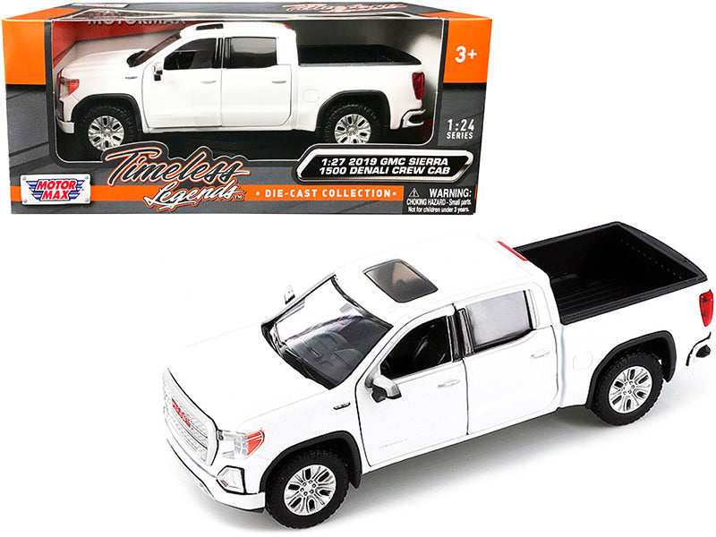 2019 GMC Sierra 1500 Denali Crew Cab Pickup Truck with Sunroof White "Timeless Legends" Series 1/24-1/27 Diecast Model Car by Motormax