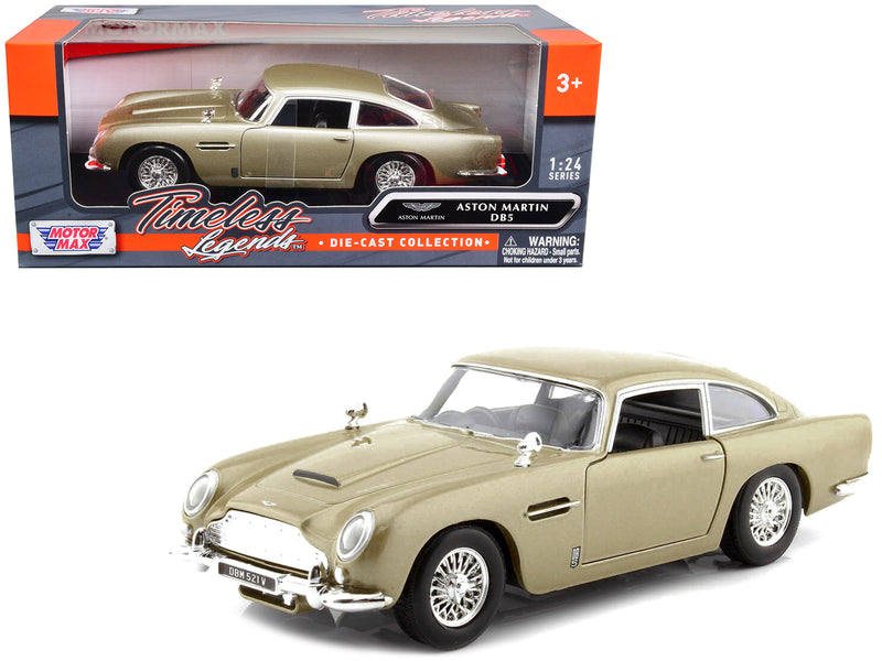 Aston Martin DB5 RHD (Right Hand Drive) Gold Metallic "Timeless Legends" Series 1/24 Diecast Model Car by Motormax