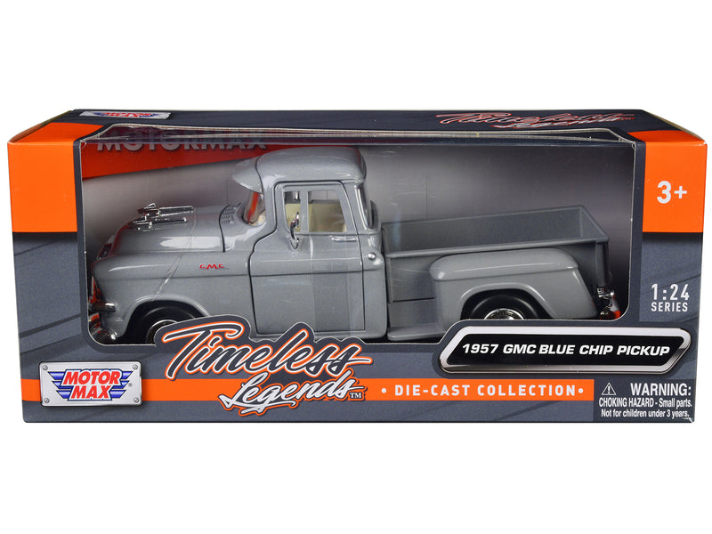 1957 GMC Blue Chip Pickup Truck Gray "Timeless Legends" Series 1/24 Diecast Model Car by Motormax