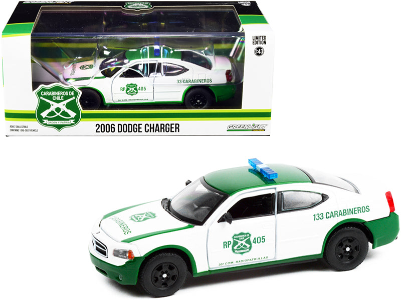 2006 Dodge Charger Police Car White and Green "Carabineros de Chile" 1/43 Diecast Model Car by Greenlight