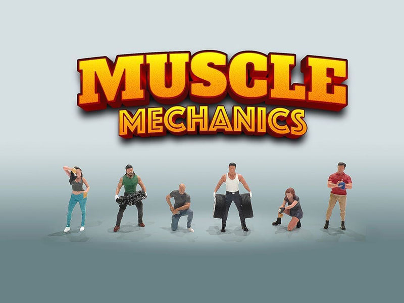 "Muscle Mechanics" 6 piece Diecast Figure Set (6 Figures) Limited Edition for 1/64 Scale Models by American Diorama