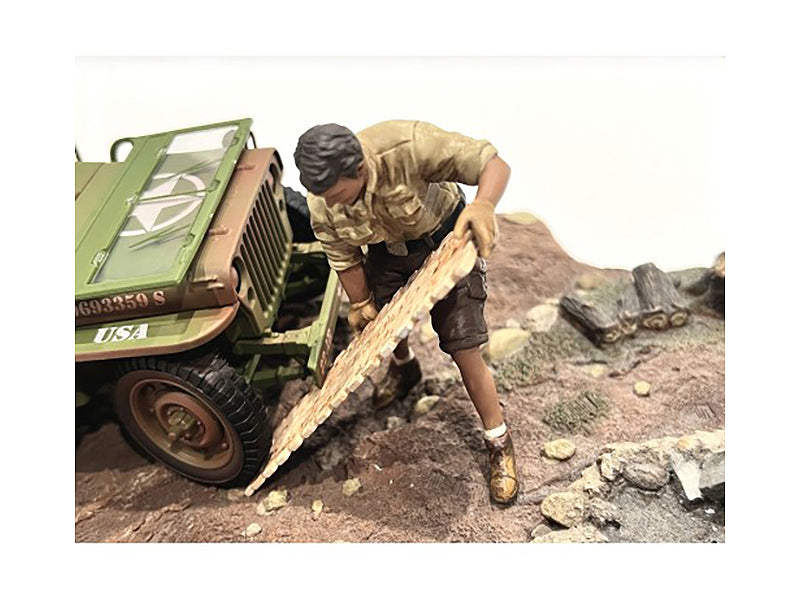 "4X4 Mechanic" Figure 8 with Board Accessory for 1/18 Scale Models by American Diorama