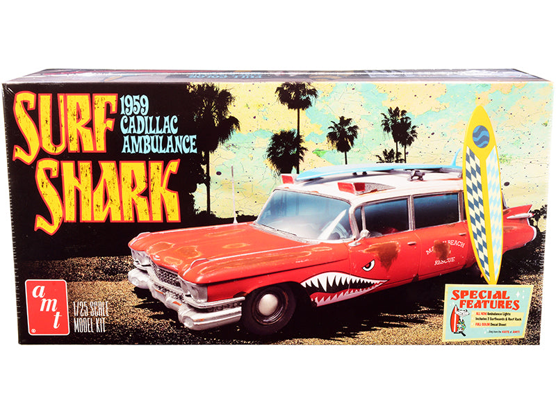 Skill 2 Model Kit 1959 Cadillac Ambulance "Surf Shark" 1/25 Scale Models by AMT