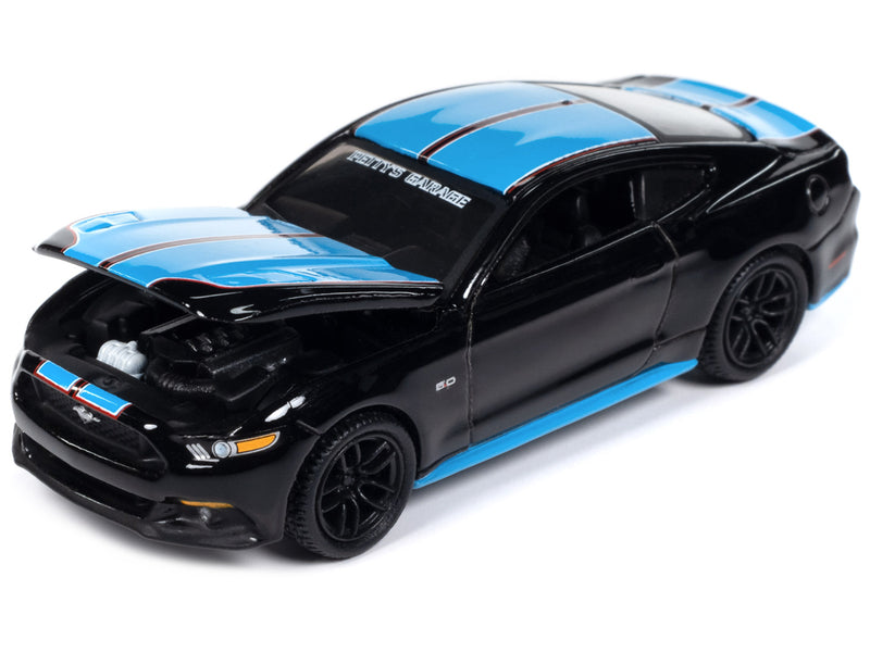 2015 Ford Mustang GT "Petty's Garage" Black with Petty Blue Stripes "Modern Muscle" Limited Edition 1/64 Diecast Model Car by Auto World