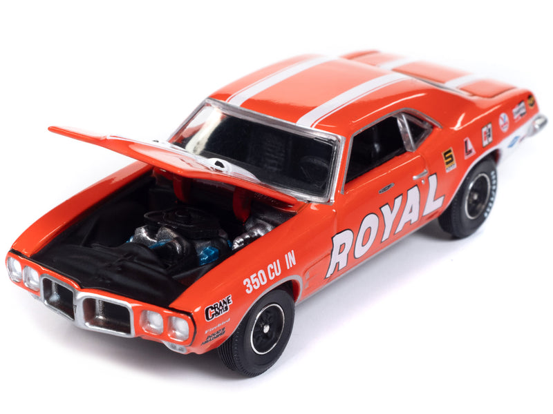 1969 Pontiac Firebird Royal Bobcat Carousel Red with White Stripes and Graphics "Vintage Muscle" Limited Edition 1/64 Diecast Model Car by Auto World