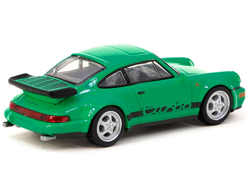 Porsche 911 Turbo Green with Black Stripes "Collab64" Series 1/64 Diecast Model Car by Schuco & Tarmac Works