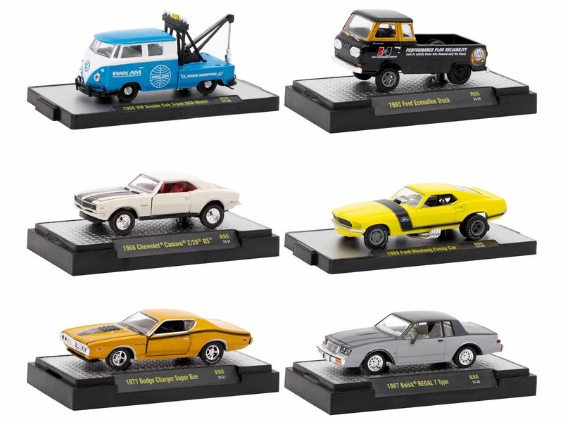 "Auto-Thentics" 6 piece Set Release 86 IN DISPLAY CASES Limited Edition 1/64 Diecast Model Cars by M2 Machines