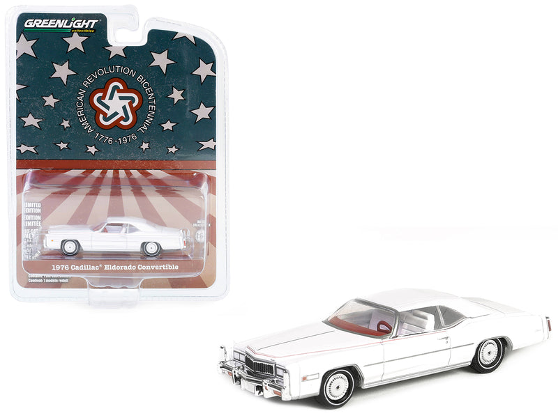 1976 Cadillac Eldorado Convertible (Top Up) White with White Interior "American Revolution Bicentennial Edition" "Anniversary Collection" Series 16 1/64 Diecast Model Car by Greenlight