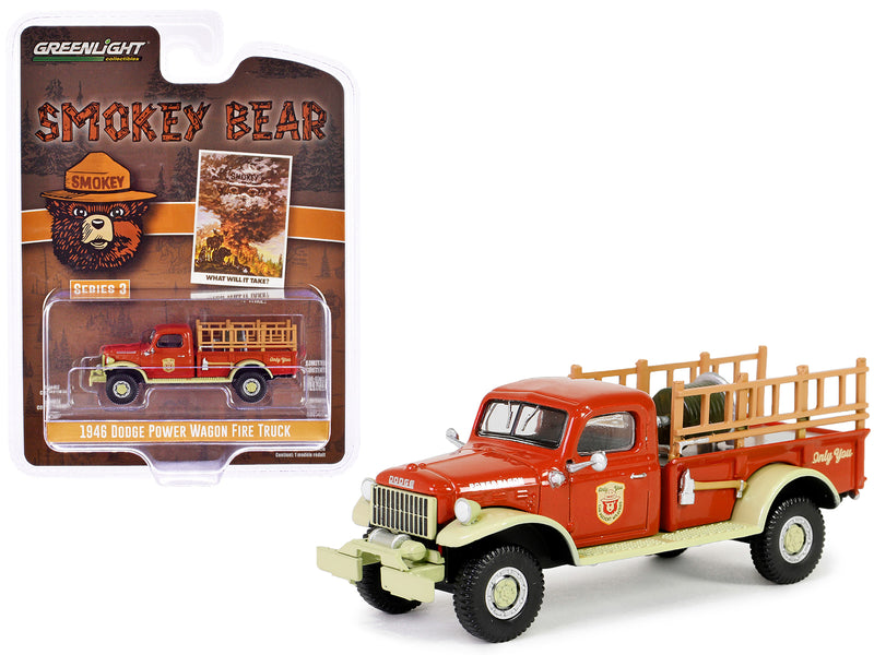 1946 Dodge Power Wagon Fire Truck Red and Cream "What Will It Take?" "Smokey Bear" Series 3 1/64 Diecast Model Car by Greenlight