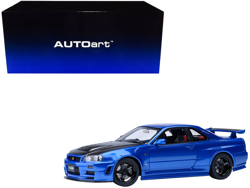 Nissan Skyline GT-R R34 Nismo Z-TUNE RHD (Right Hand Drive) Bayside Blue with Carbon Hood 1/18 Model Car by Autoart