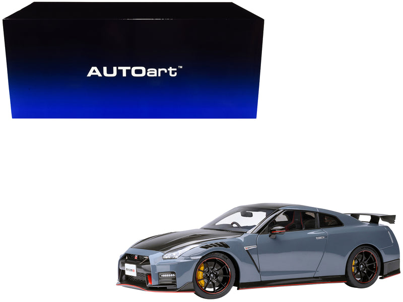 2022 Nissan GT-R (R35) Nismo Special Edition RHD (Right Hand Drive) Nismo Stealth Gray with Carbon Hood and Top 1/18 Model Car by Autoart