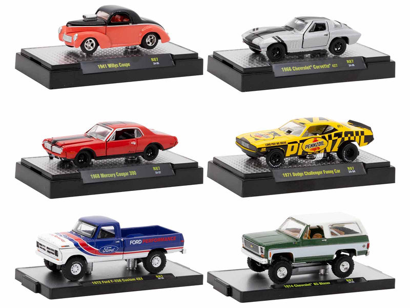"Auto-Thentics" 6 piece Set Release 87 IN DISPLAY CASES Limited Edition 1/64 Diecast Model Cars by M2 Machines