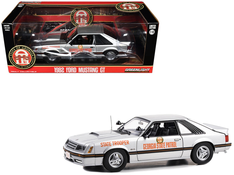 1982 Ford Mustang SSP Silver Metallic "Georgia State Patrol State Trooper" 1/18 Diecast Model Car by Greenlight