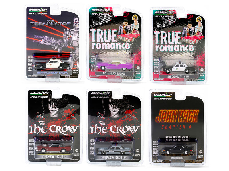 "Hollywood Series" Set of 6 pieces Release 41 1/64 Diecast Model Cars by Greenlight