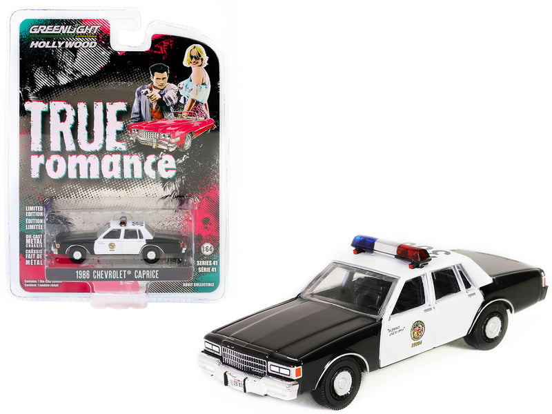 1986 Chevrolet Caprice Black and White "Los Angeles Police Department (LAPD)" "True Romance" (1993) Movie "Hollywood Series" Release 41 1/64 Diecast Model Car by Greenlight
