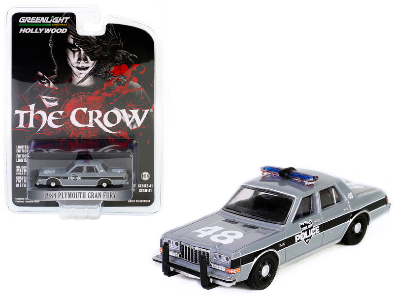 1984 Plymouth Gran Fury Gray with Black Stripes "Inner City Police Department" "The Crow" (1994) Movie "Hollywood Series" Release 41 1/64 Diecast Model Car by Greenlight