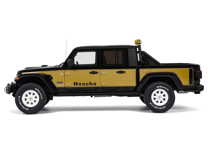 2020 Jeep Gladiator Honcho Pickup Truck Black and Gold 1/18 Model Car by GT Spirit