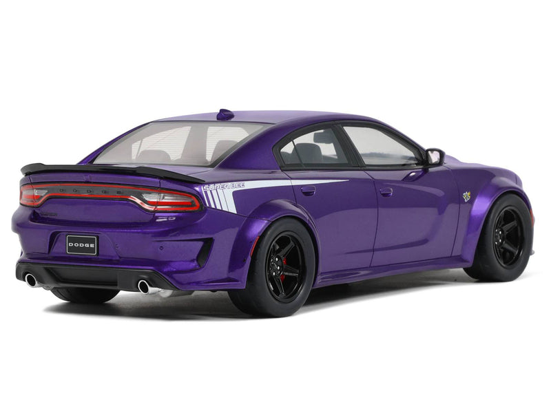 2023 Dodge Charger Super Bee Plum Crazy Purple Metallic 1/18 Model Car by GT Spirit