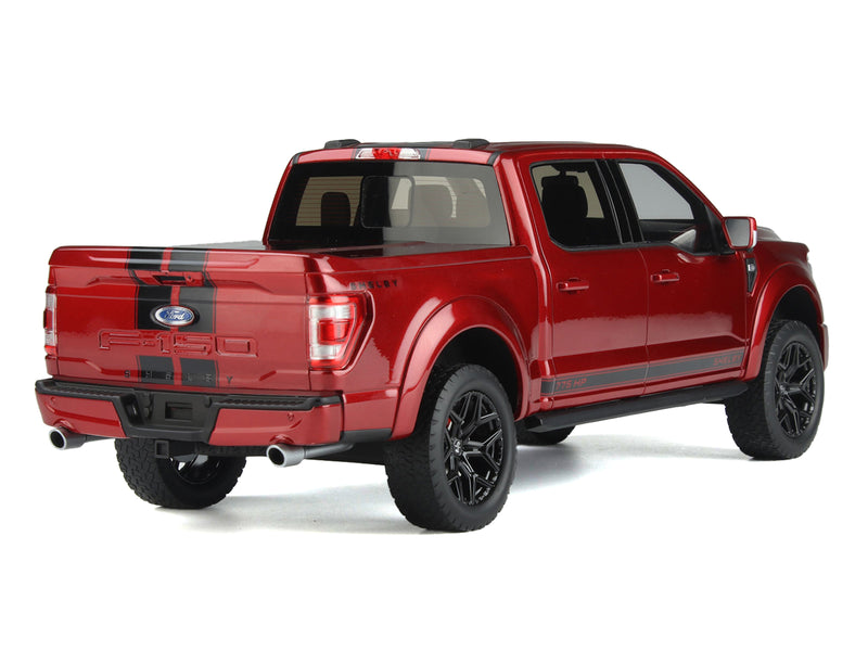 2022 Shelby F-150 Pickup Truck Red Metallic with Black Stripes 1/18 Model Car by GT Spirit for ACME