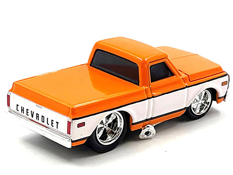 1972 Chevrolet C-10 Pickup Truck Orange and White 1/64 Diecast Model Car by Muscle Machines