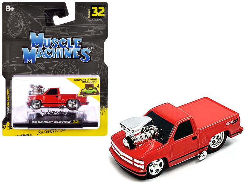1993 Chevrolet 454 SS Pickup Truck Red 1/64 Diecast Model Car by Muscle Machines
