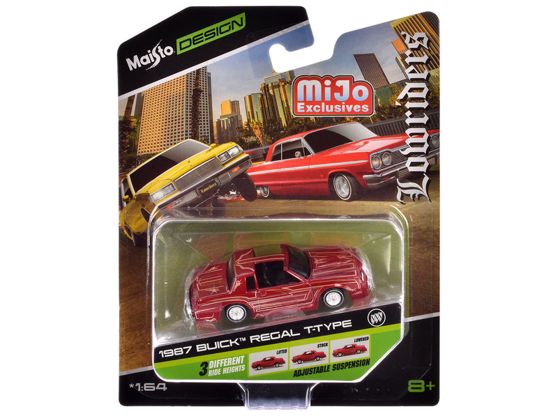1987 Buick Regal T-Type Lowrider Red Metallic with Graphics "Lowriders" "Maisto Design" Series 1/64 Diecast Model Car by Maisto