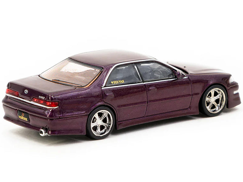 Toyota Mark II JZX100 "VERTEX" RHD (Right Hand Drive) Purple Metallic "Global64" Series 1/64 Diecast Model by Tarmac Works