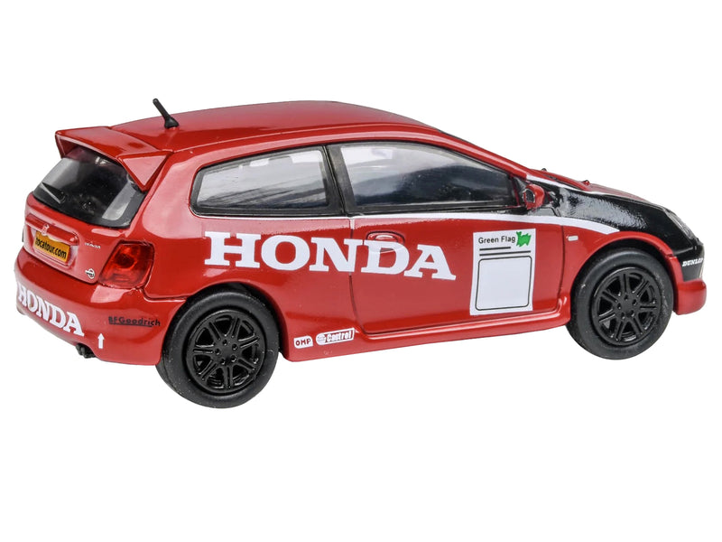 2001 Honda Civic Type R EP3 Red with Graphics "BTCC Honda Racing" 1/64 Diecast Model Car by Paragon Models