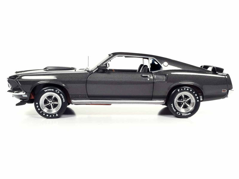 1969 Ford Mustang Dark Gray Metallic with Black Stripes "John Wick" (2014) Movie "Silver Screen Machines" Series 1/18 Diecast Model Car by Auto World