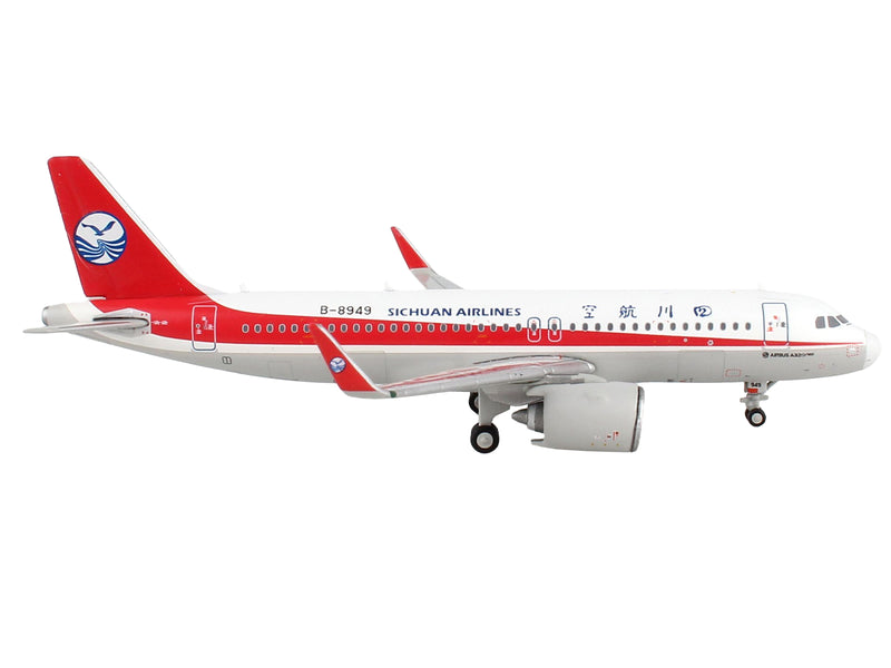 Airbus A320neo Commercial Aircraft "Sichuan Airlines" White with Red Stripes and Tail 1/400 Diecast Model Airplane by GeminiJets