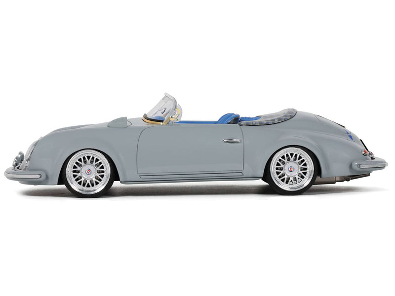 S-Klub Outlawd Speedster Nardo Gray with Blue Interior 1/18 Model Car by GT Spirit