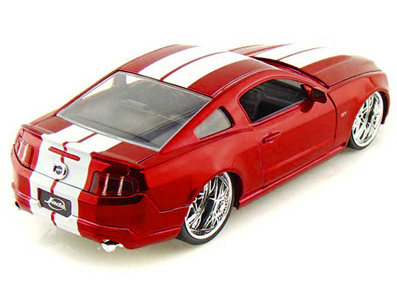 2010 Ford Mustang GT Red Metallic with White Stripes "Bigtime Muscle" Series 1/24 Diecast Model Car by Jada