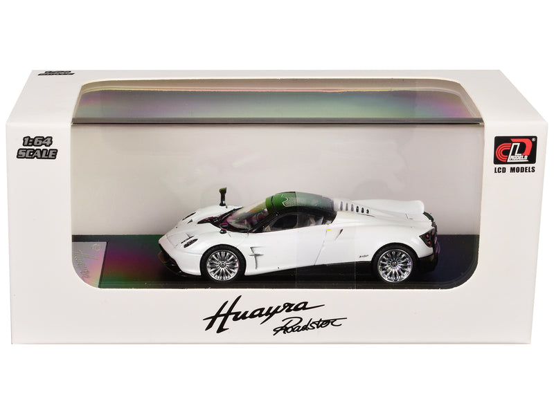 Pagani Huayra Roadster White Metallic with Black Top 1/64 Diecast Model Car by LCD Models