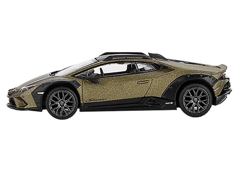 Lamborghini Huracan Sterrato Verde Gea Matt Green Metallic with Black Tio and White Stripes Limited Edition to 7200 pieces Worldwide 1/64 Diecast Model Car by Mini GT