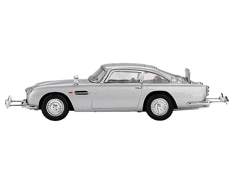 Aston Martin DB5 RHD (Right Hand Drive) Birch Silver Metallic 007 James Bond "Goldfinger" (1964) Movie Limited Edition 1/64 Diecast Model Car by Mini GT