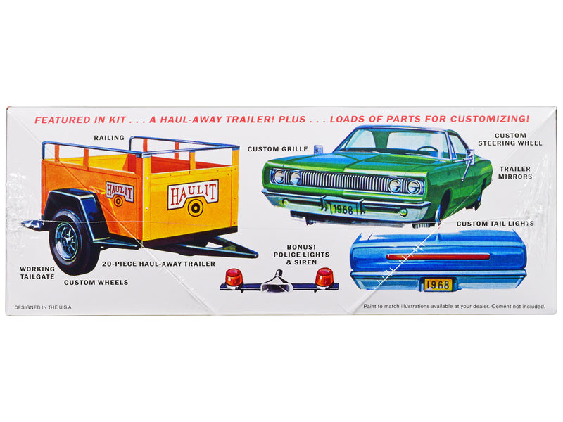 Skill 2 Model Kit 1968 Dodge Coronet Hardtop with Trailer 1/25 Scale Model by MPC