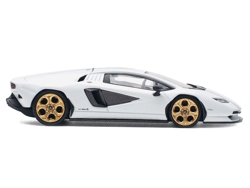 Lamborghini Countach LPI 800-4 White with Carbon Accents 1/64 Diecast Model Car by Pop Race